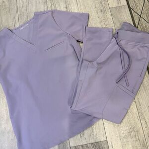 Mandala V-Neck Scrub Set - Women's Pants & Top in color Ube